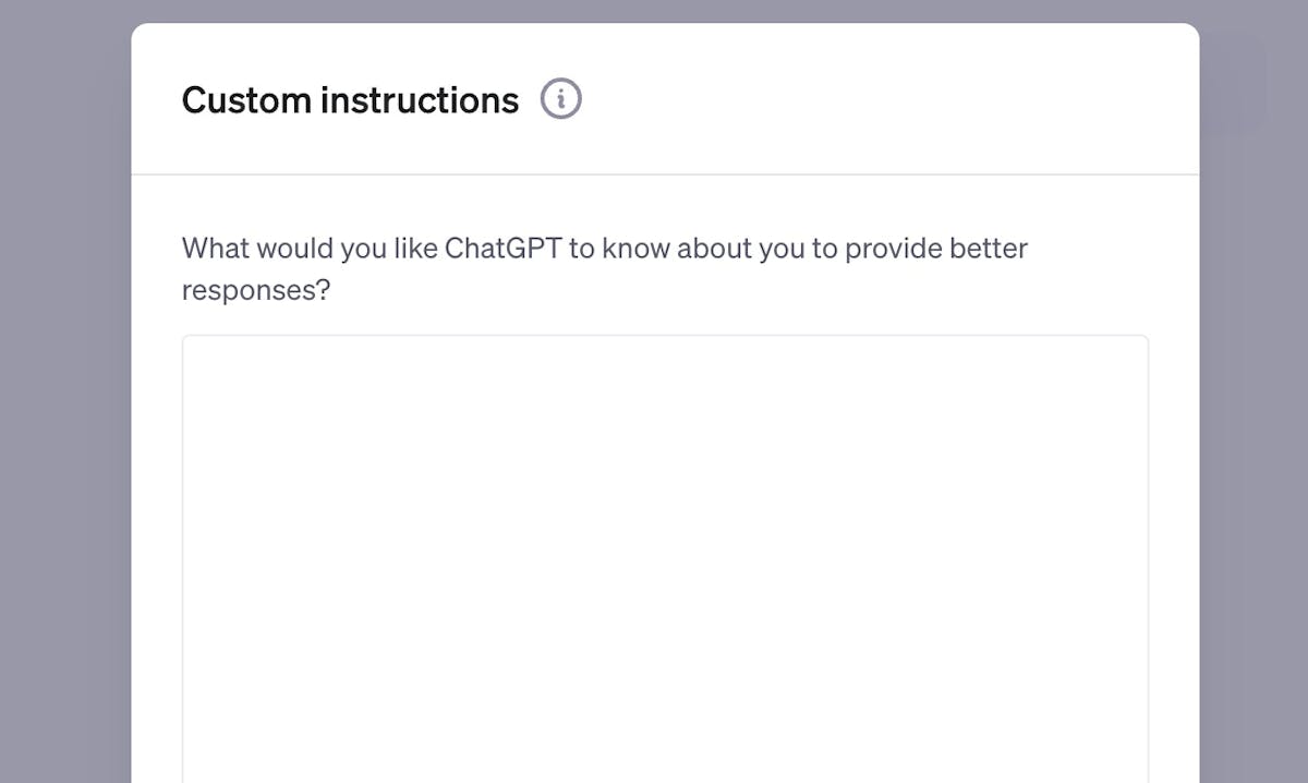 chatGPT custom instructions setting